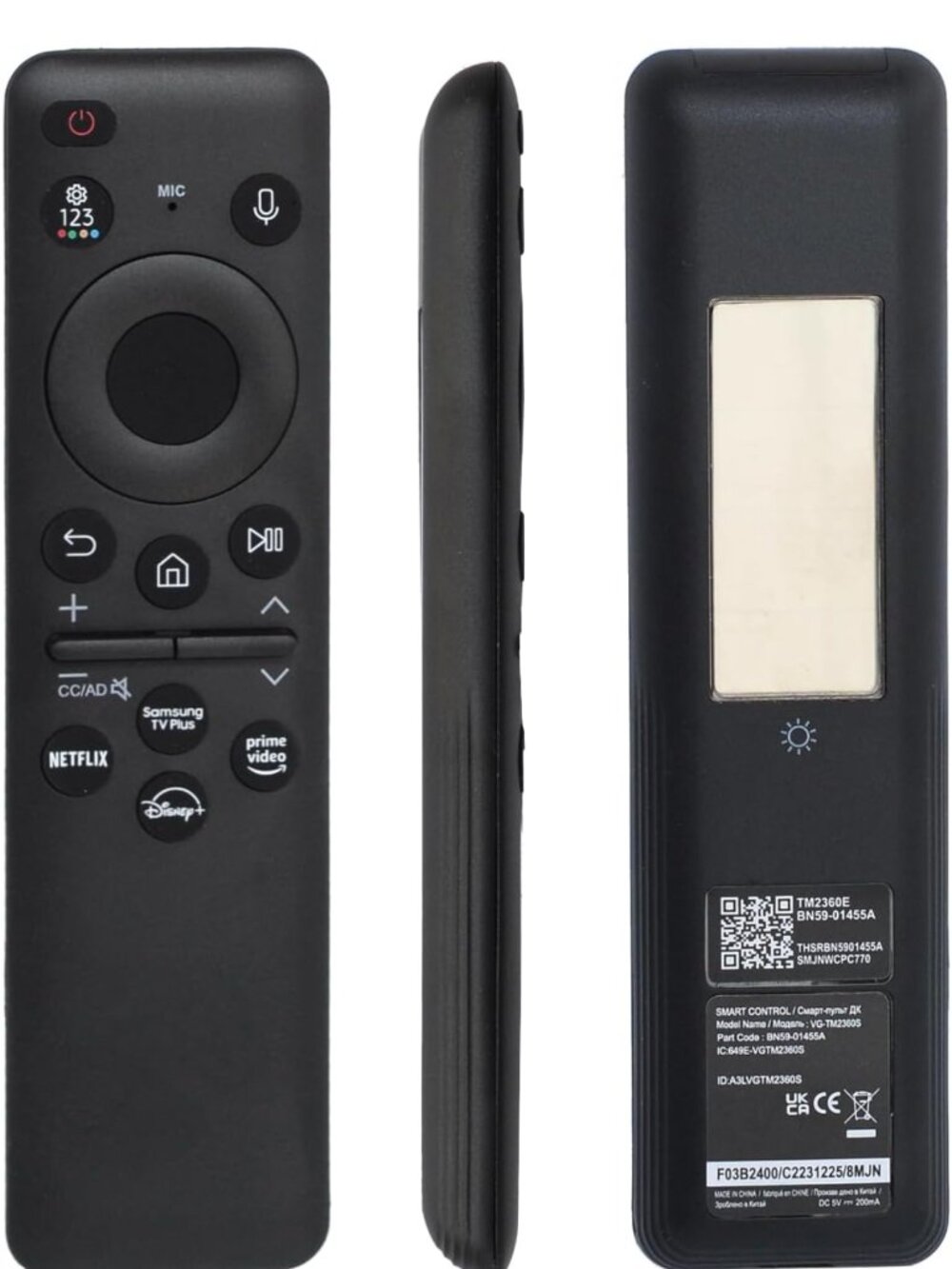 Voice Solar Remote Control Replacement for Smart TVs - Bluetooth, C-Type